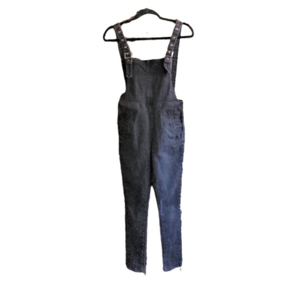 American Retro Stretch Capri Black Denim Jumpsuit Utility suit Overalls S - Picture 5 of 15